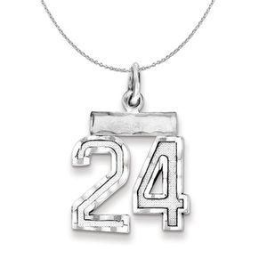 Silver, Varsity Collection, Small D/C Number 24 Necklace - 20 In